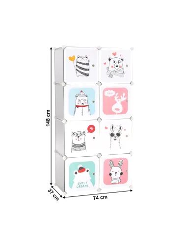 Dulap modular pentru copii ATREY, dormitor copii, 74x37x148 cm, metal și plastic | MobilaOK