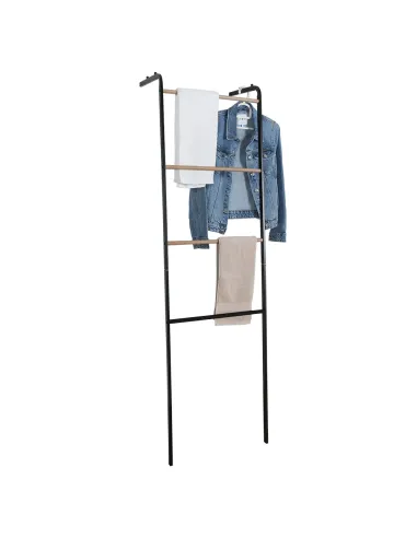 Cuier scară, BUBY, dormitor/hol, 40x26.5x160 cm, Metal, negru/metalic | MobilaOK