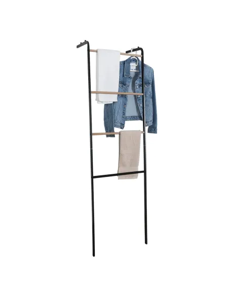 Cuier scară, BUBY, dormitor/hol, 40x26.5x160 cm, Metal, negru/metalic | MobilaOK