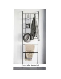 Cuier scară, BUBY, dormitor/hol, 40x26.5x160 cm, Metal, negru/metalic | MobilaOK 2