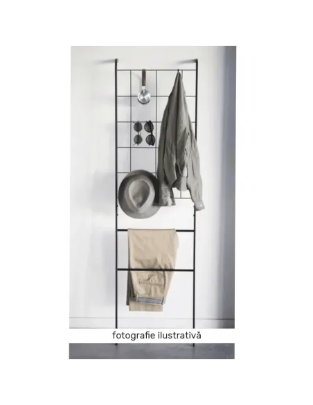 Cuier scară, BUBY, dormitor/hol, 40x26.5x160 cm, Metal, negru/metalic | MobilaOK