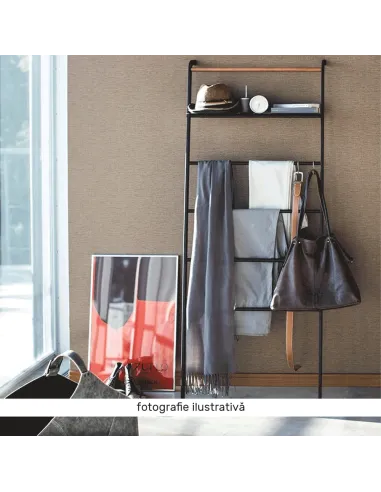 Cuier scară, BUBY, dormitor/hol, 40x26.5x160 cm, Metal, negru/metalic | MobilaOK