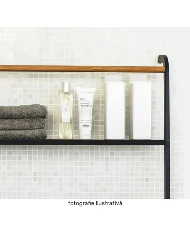 Cuier scară, BUBY, dormitor/hol, 40x26.5x160 cm, Metal, negru/metalic | MobilaOK