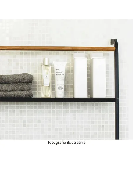 Cuier scară, BUBY, dormitor/hol, 40x26.5x160 cm, Metal, negru/metalic | MobilaOK