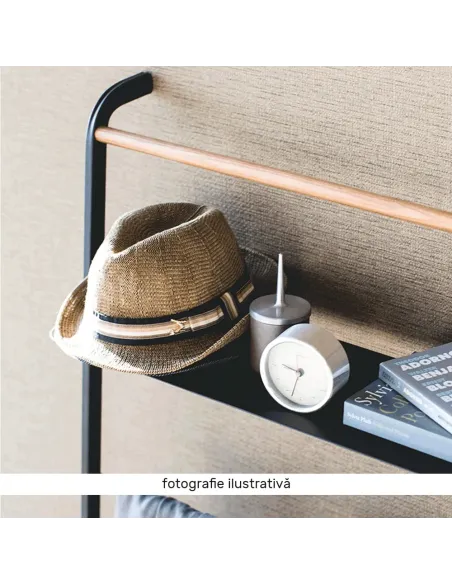 Cuier scară, BUBY, dormitor/hol, 40x26.5x160 cm, Metal, negru/metalic | MobilaOK