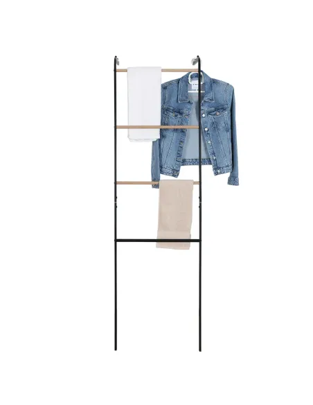 Cuier scară, BUBY, dormitor/hol, 40x26.5x160 cm, Metal, negru/metalic | MobilaOK