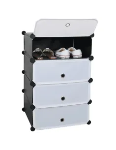 Organizator Pantofi PORET, hol/dulap, 49x37x76 cm, metal/plastic, negru/alb | MobilaOK