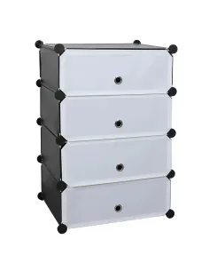 Organizator Pantofi PORET, hol/dulap, 49x37x76 cm, metal/plastic, negru/alb | MobilaOK 2