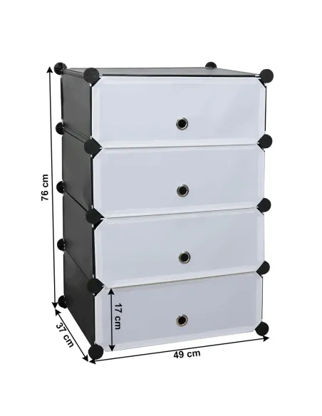 Organizator Pantofi PORET, hol/dulap, 49x37x76 cm, metal/plastic, negru/alb | MobilaOK
