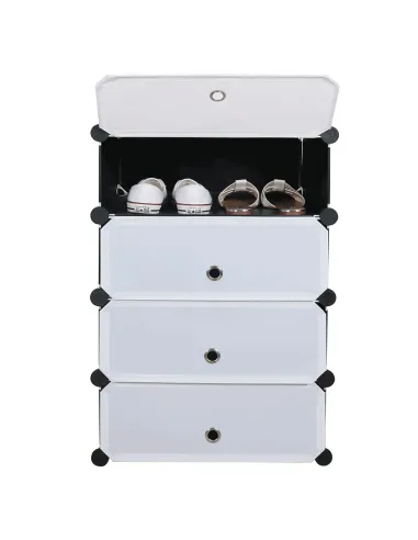 Organizator Pantofi PORET, hol/dulap, 49x37x76 cm, metal/plastic, negru/alb | MobilaOK