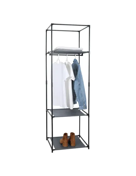 Dulap ALBUS, dormitor/hol, 50x44x161 cm, metal/ţesătură, negru | MobilaOK