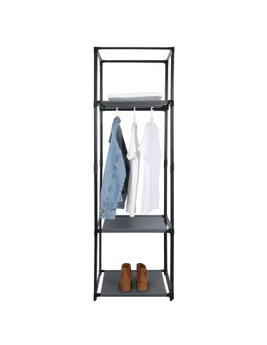 Dulap ALBUS, dormitor/hol, 50x44x161 cm, metal/ţesătură, negru | MobilaOK