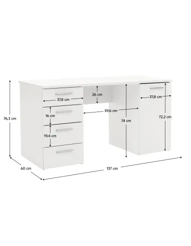 Masă de birou EUSTACH, birou, 137x60x76.3 cm, PAL melaminat | MobilaOK