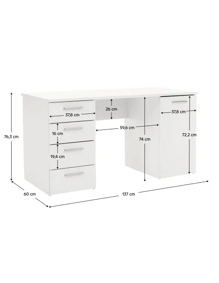 Masă de birou EUSTACH, birou, 137x60x76.3 cm, PAL melaminat | MobilaOK