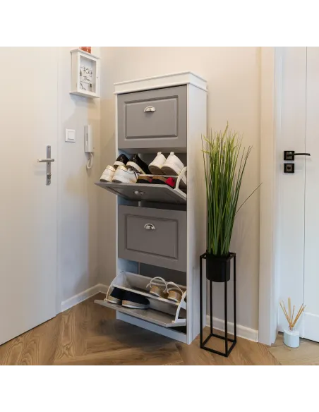 Pantofar SEBER TYP 3, hol/dormitor, 53.5x152x24 cm, PAL/MDF, alb/gri | MobilaOK