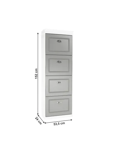 Pantofar SEBER TYP 3, hol/dormitor, 53.5x152x24 cm, PAL/MDF, alb/gri | MobilaOK