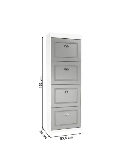 Pantofar SEBER TYP 3, hol/dormitor, 53.5x152x24 cm, PAL/MDF, alb/gri | MobilaOK
