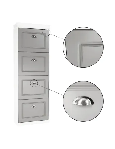 Pantofar SEBER TYP 3, hol/dormitor, 53.5x152x24 cm, PAL/MDF, alb/gri | MobilaOK
