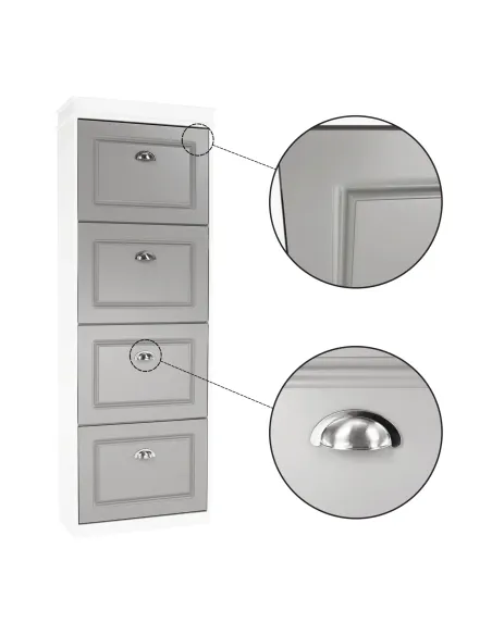 Pantofar SEBER TYP 3, hol/dormitor, 53.5x152x24 cm, PAL/MDF, alb/gri | MobilaOK