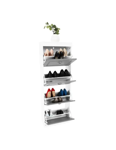 Pantofar SEBER TYP 3, hol/dormitor, 53.5x152x24 cm, PAL/MDF, alb/gri | MobilaOK