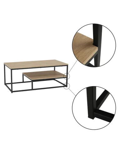 Măsuță de cafea LARON living 110x60x45 cm MDF și metal | MobilaOK
