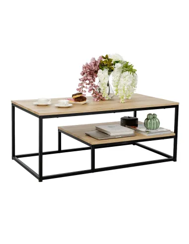 Măsuță de cafea LARON living 110x60x45 cm MDF și metal | MobilaOK