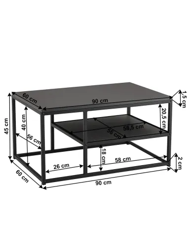 Măsuță de cafea BARMIO living 90x60x45 cm MDF și metal | MobilaOK