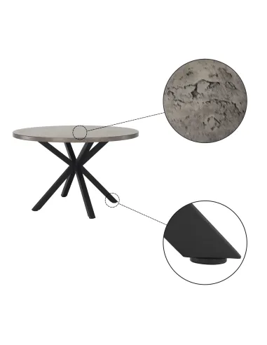 Masă dining MEDOR, rotundă 120 cm, MDF și metal | MobilaOK