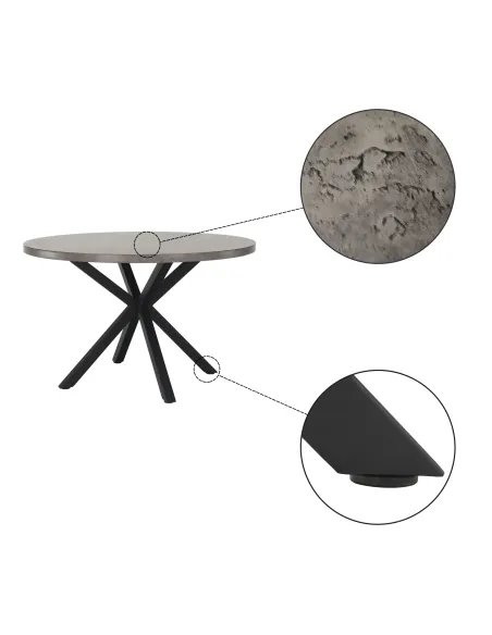 Masă dining MEDOR, rotundă 120 cm, MDF și metal | MobilaOK