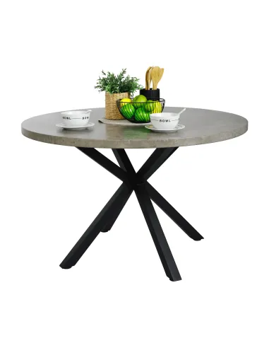 Masă dining MEDOR, rotundă 120 cm, MDF și metal | MobilaOK
