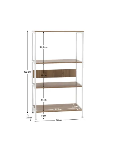 Raft SALVE, bucătărie/garaj/birou, 60x35x102 cm, PAL melaminat și metal | MobilaOK