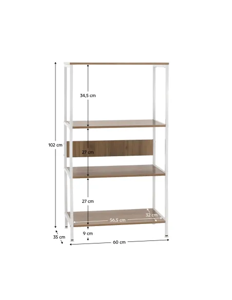 Raft SALVE, bucătărie/garaj/birou, 60x35x102 cm, PAL melaminat și metal | MobilaOK