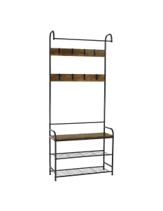 Raft pantofi, KELAM, hol/dressing, 79x32x185 cm, PAL laminat rustic și metal | MobilaOK