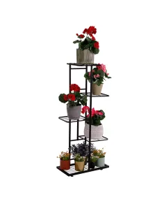 Suport pentru plante, BAMIR TIP 1, living/balcon/birou, 43x22x98 cm, Metal, gri închis | MobilaOK