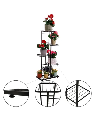 Suport pentru plante, BAMIR TIP 1, living/balcon/birou, 43x22x98 cm, Metal, gri închis | MobilaOK
