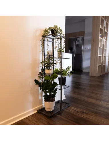 Suport pentru plante, BAMIR TIP 1, living/balcon/birou, 43x22x98 cm, Metal, gri închis | MobilaOK