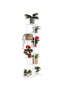 Suport pentru plante BAMIR TIP 2, balcon/living, 43x22x126 cm, Metal, alb | MobilaOK