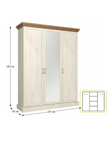 Set Dormitor ROYAL, Dulap 157x60x197cm, Pat 171x212cm, PAL Melaminat | MobilaOK
