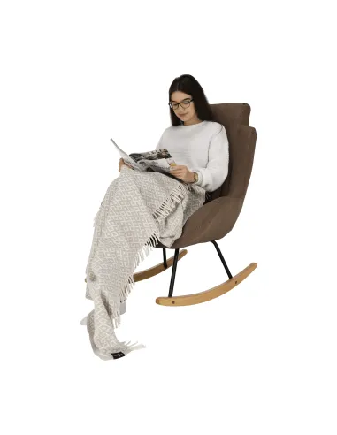 Fotoliu HARPER balansoar living, 75x110x83 cm, textil/lemn/metal | MobilaOK