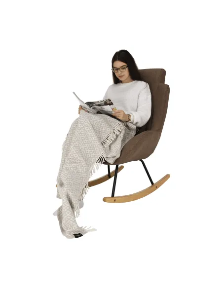 Fotoliu HARPER balansoar living, 75x110x83 cm, textil/lemn/metal | MobilaOK