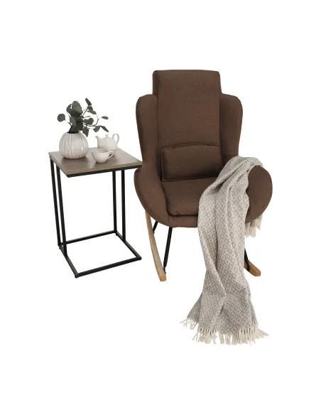 Fotoliu HARPER balansoar living, 75x110x83 cm, textil/lemn/metal | MobilaOK
