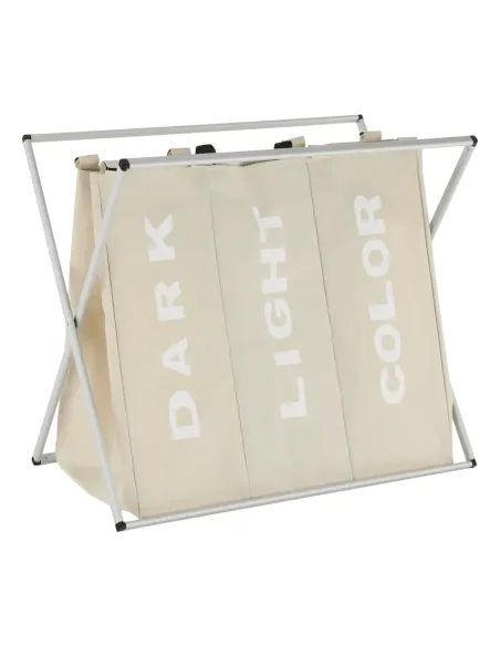 Coș de rufe LAUNDRY NEW TYP 3, baie/cameră utilitară, 62x35x60 cm, Pânză/Metal | MobilaOK