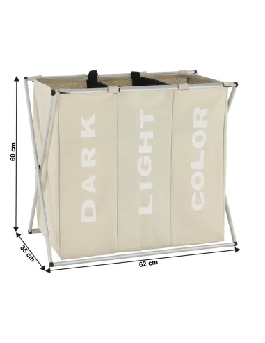 Coș de rufe LAUNDRY NEW TYP 3, baie/cameră utilitară, 62x35x60 cm, Pânză/Metal | MobilaOK