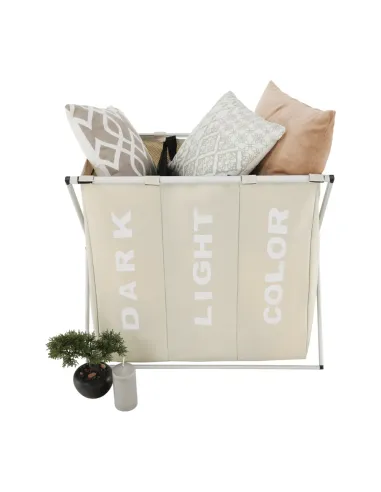 Coș de rufe LAUNDRY NEW TYP 3, baie/cameră utilitară, 62x35x60 cm, Pânză/Metal | MobilaOK