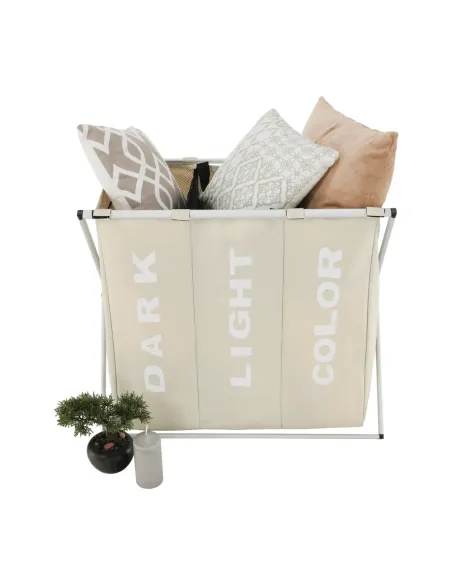 Coș de rufe LAUNDRY NEW TYP 3, baie/cameră utilitară, 62x35x60 cm, Pânză/Metal | MobilaOK
