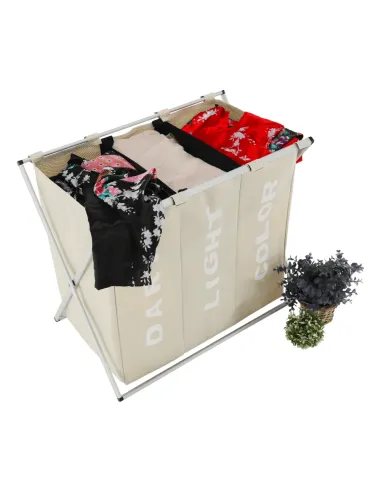 Coș de rufe LAUNDRY NEW TYP 3, baie/cameră utilitară, 62x35x60 cm, Pânză/Metal | MobilaOK