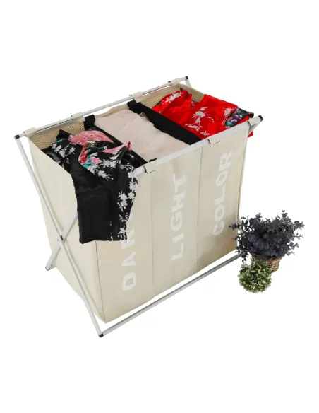 Coș de rufe LAUNDRY NEW TYP 3, baie/cameră utilitară, 62x35x60 cm, Pânză/Metal | MobilaOK