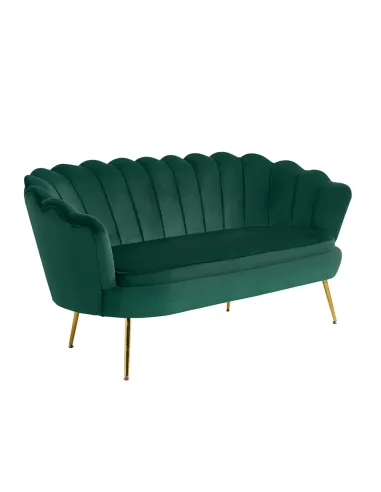 Canapea KONDELA, living, 160x76x77 cm, catifea smarald, picior metal auriu | MobilaOK