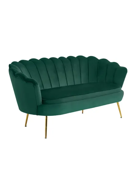 Canapea KONDELA, living, 160x76x77 cm, catifea smarald, picior metal auriu | MobilaOK