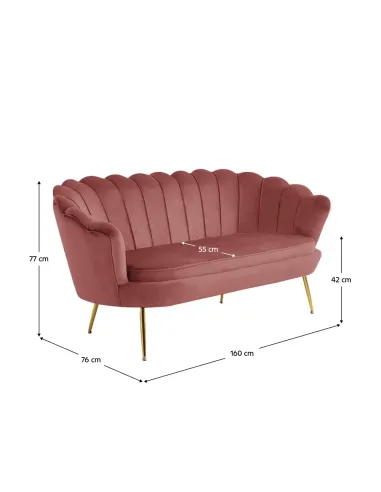 Canapea KONDELA, living, 160x76x77 cm, catifea, picioare metal auriu | MobilaOK